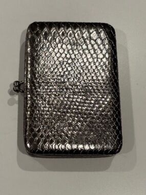Silver Kiss Lick Wallet Clutch Metallic Faux Python Zippered Storage Card Slots